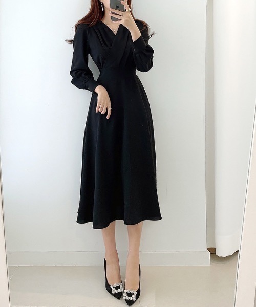 Teem Store(チームストア)の「ウエストマークカシュクール ロングドレス ワンピース 結婚式 二次会(ワンピース・レディース・アイボリー/ブラック/ブルー・S/M/L)」の8枚目の写真