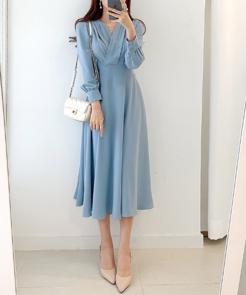 Teem Store(チームストア)の「ウエストマークカシュクール ロングドレス ワンピース 結婚式 二次会(ワンピース・レディース・アイボリー/ブラック/ブルー・S/M/L)」の13枚目の写真