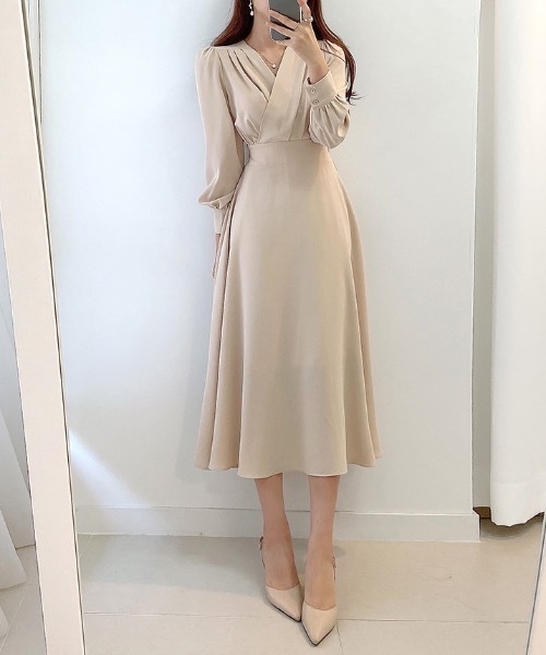 Teem Store(チームストア)の「ウエストマークカシュクール ロングドレス ワンピース 結婚式 二次会(ワンピース・レディース・アイボリー/ブラック/ブルー・S/M/L)」の7枚目の写真