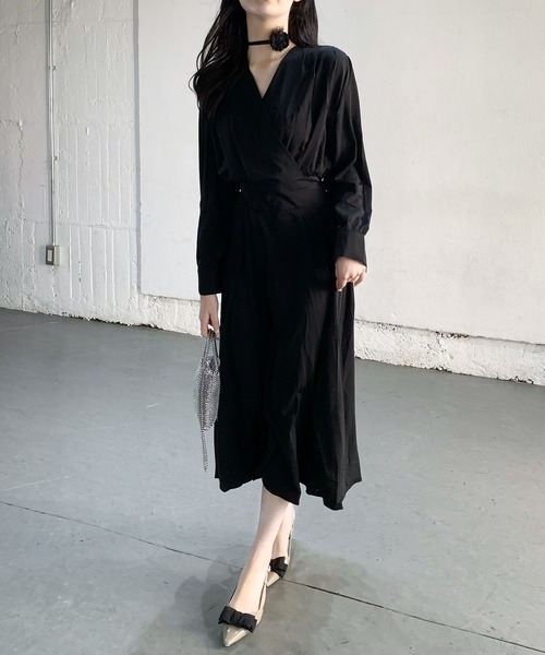 Teem Store(チームストア)の「ウエストマークカシュクール ロングドレス ワンピース 結婚式 二次会(ワンピース・レディース・アイボリー/ブラック/ブルー・S/M/L)」の15枚目の写真