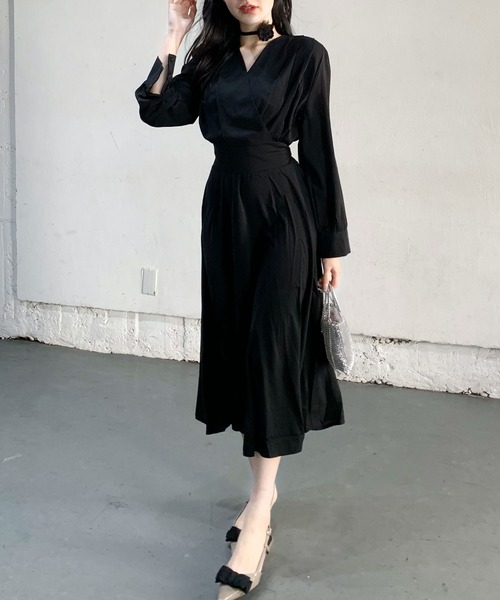 Teem Store(チームストア)の「ウエストマークカシュクール ロングドレス ワンピース 結婚式 二次会(ワンピース・レディース・アイボリー/ブラック/ブルー・S/M/L)」の17枚目の写真