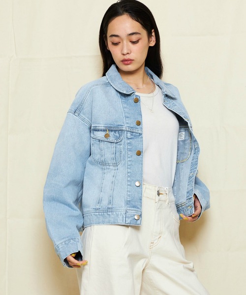 Lee（リー）の「Lee/リー【新色】STANDARD WARDROBE ライダース デニムジャケット ルーズシルエット（デニムジャケット・レディース・ライトインディゴブルー/ブラック系その他・SMALL/MEDIUM）」の19枚目の写真