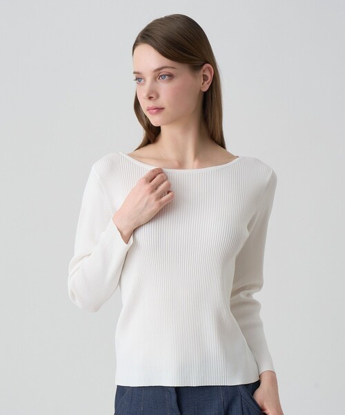 ANAYI(アナイ)の「レーヨンナイロンリブ プルオーバー(ニット/セーター・レディース・ミント/ホワイト/ブラック・38/36)」の2枚目の写真