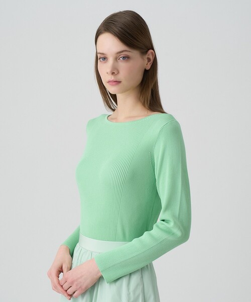 ANAYI(アナイ)の「レーヨンナイロンリブ プルオーバー(ニット/セーター・レディース・ミント/ホワイト/ブラック・38/36)」の3枚目の写真