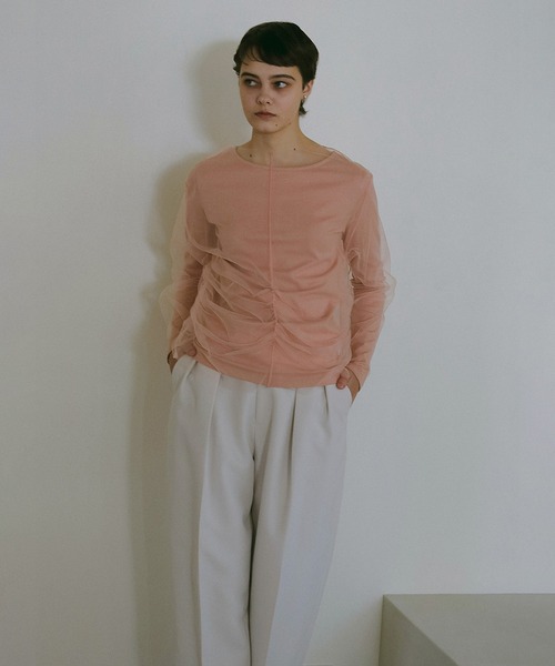 MANOF(マノフ)の「TULLE DOCKING CUT TOPS(その他トップス・レディース・ブルー/ブラック/ピンク・FREE)」の6枚目の写真