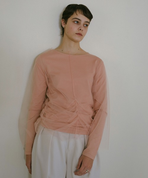 MANOF(マノフ)の「TULLE DOCKING CUT TOPS(その他トップス・レディース・ブルー/ブラック/ピンク・FREE)」の4枚目の写真