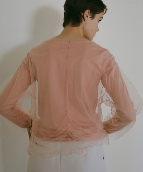 MANOF(マノフ)の「TULLE DOCKING CUT TOPS(その他トップス・レディース・ブルー/ブラック/ピンク・FREE)」の8枚目の写真