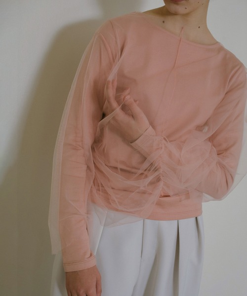 MANOF(マノフ)の「TULLE DOCKING CUT TOPS(その他トップス・レディース・ブルー/ブラック/ピンク・FREE)」の5枚目の写真