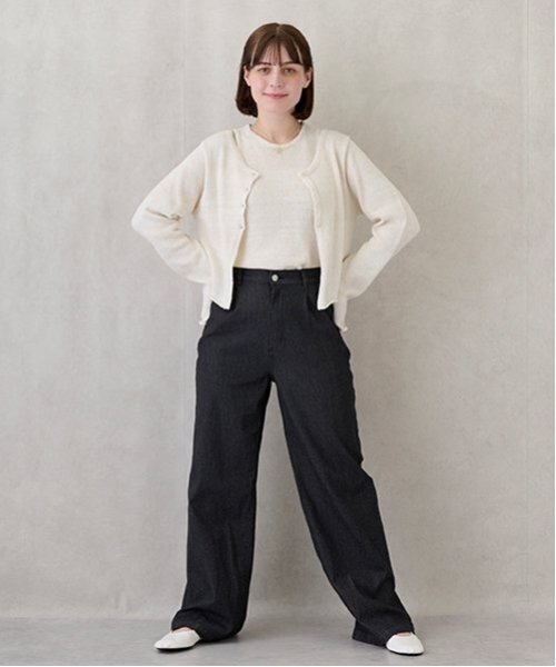 petit main LIEN（プティマインリアン）の「【親子リンク】ストレッチワイドパンツ（その他パンツ・レディース・チャコール/ブルー/アイボリー・M/S）」の2枚目の写真