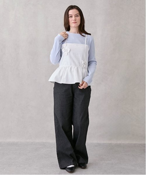 petit main LIEN（プティマインリアン）の「【親子リンク】ストレッチワイドパンツ（その他パンツ・レディース・チャコール/ブルー/アイボリー・M/S）」の9枚目の写真