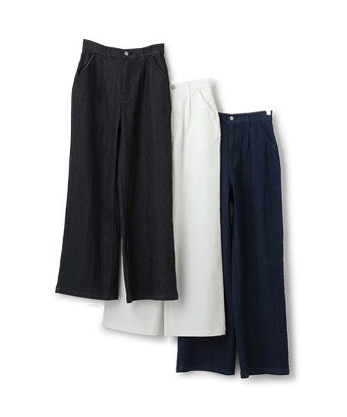 petit main LIEN（プティマインリアン）の「【親子リンク】ストレッチワイドパンツ（その他パンツ・レディース・チャコール/ブルー/アイボリー・M/S）」の4枚目の写真