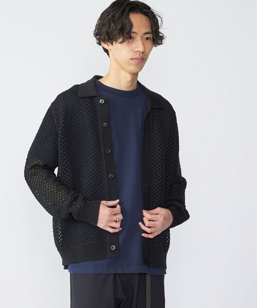セール】SHIPS:〈手洗い可能〉メッシュ ニット カーディガン
