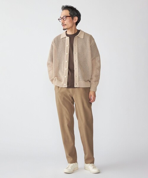 SHIPS(シップス)の「SHIPS:〈手洗い可能〉メッシュ ニット カーディガン(カーディガン/ボレロ・メンズ・ベージュ/ブルー系その他/ブラック・MEDIUM/LARGE/SMALL/X-LARGE)」の5枚目の写真