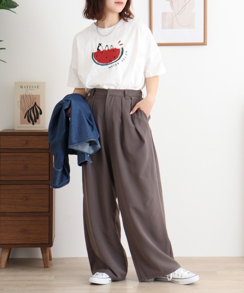 Emago(イマゴ)の「EMAGO スイートペンギンスイカT(Tシャツ/カットソー・レディース・イエロー/ホワイト/ブルー・FREE)」の20枚目の写真