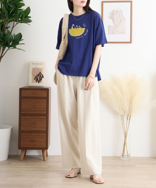 Emago(イマゴ)の「EMAGO スイートペンギンスイカT(Tシャツ/カットソー・レディース・イエロー/ホワイト/ブルー・FREE)」の5枚目の写真