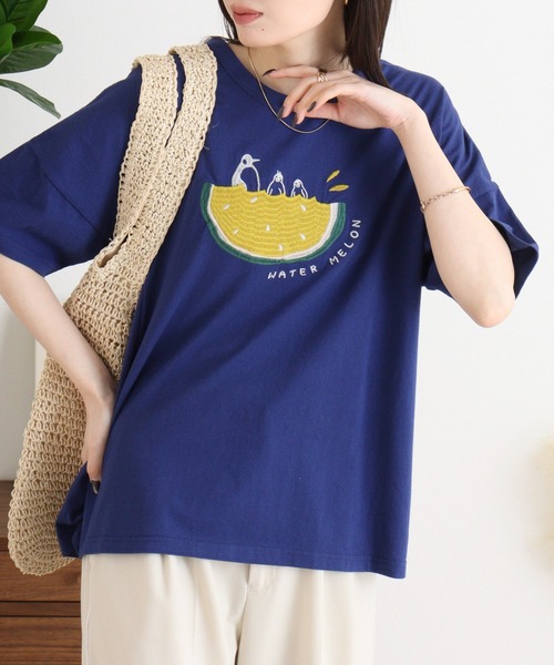 Emago(イマゴ)の「EMAGO スイートペンギンスイカT(Tシャツ/カットソー・レディース・イエロー/ホワイト/ブルー・FREE)」の21枚目の写真