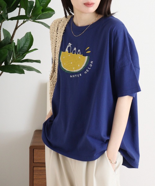 Emago(イマゴ)の「EMAGO スイートペンギンスイカT(Tシャツ/カットソー・レディース・イエロー/ホワイト/ブルー・FREE)」の22枚目の写真