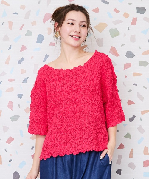 JETSET SOLO PLUS (ジェットセットソロプラス)の「【INDUS luxury for JETSET SOLO PLUS】フラワーシャーリングブラウス(シャツ/ブラウス・レディース・ブラック/オフホワイト/ピンク/ベージュ・FREE)」の4枚目の写真