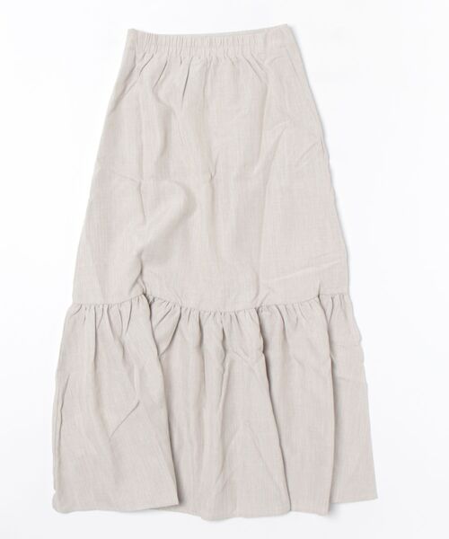 裾切り替えリネンライクボリュームフレアスカート（スカート