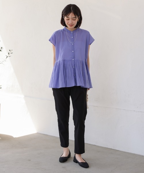 Bou Jeloud(ブージュルード)の「ボイルバンドカラーブラウス(シャツ/ブラウス・レディース・ブラック/ラベンダー/イエロー・38)」の6枚目の写真