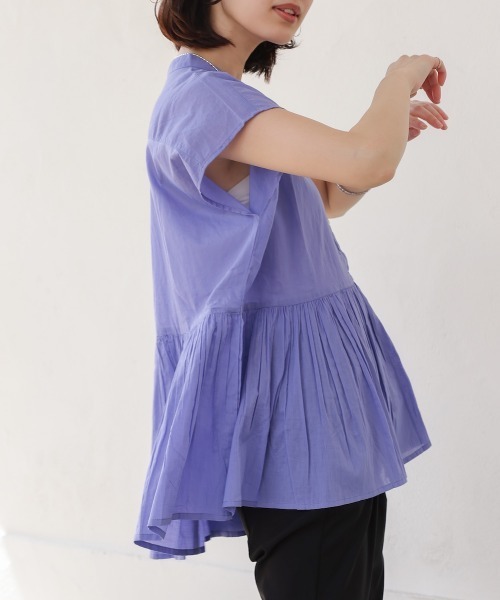 Bou Jeloud(ブージュルード)の「ボイルバンドカラーブラウス(シャツ/ブラウス・レディース・ブラック/ラベンダー/イエロー・38)」の7枚目の写真