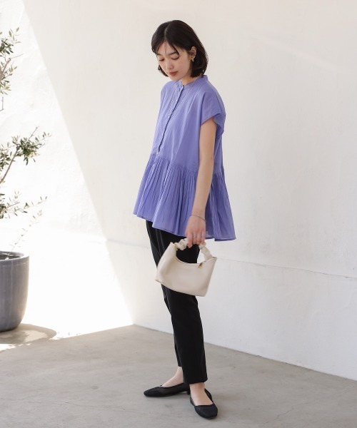 Bou Jeloud(ブージュルード)の「ボイルバンドカラーブラウス(シャツ/ブラウス・レディース・ブラック/ラベンダー/イエロー・38)」の8枚目の写真