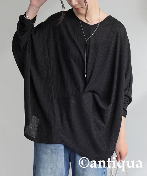 antiqua(アンティカ)の「変形トップス(Tシャツ/カットソー・レディース・ホワイト/ブラック・ONESIZE)」の9枚目の写真