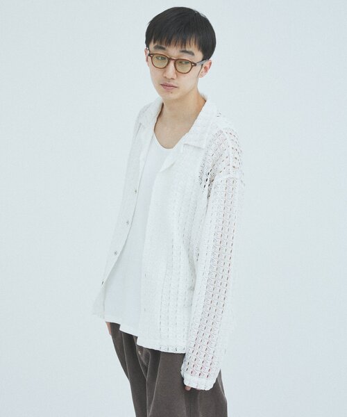 JOURNAL STANDARD（ジャーナルスタンダード）の「アブストラクト レース シャツ（シャツ/ブラウス・メンズ・ブラック/ホワイト/ホワイト系その他/ベージュ・MEDIUM/LARGE）」の19枚目の写真