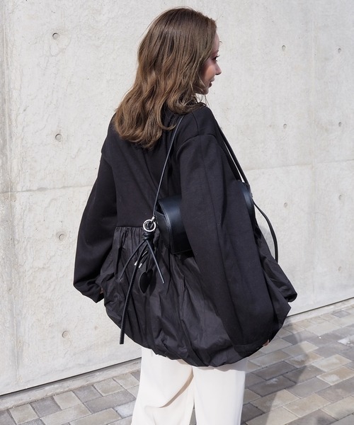 LAULEN(ローレン)の「balloon zip up pullover /異素材 バルーン ジップアッププルオーバー(ブルゾン・レディース・グレー/ブラック・FREE)」の9枚目の写真