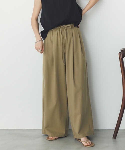 hunch(ハンチ)の「フレンチリネン イージーワイドパンツ(その他パンツ・レディース・ダークベージュ/オフホワイト/ブラック/チャコールグレー/グリーン・FREE)」の4枚目の写真