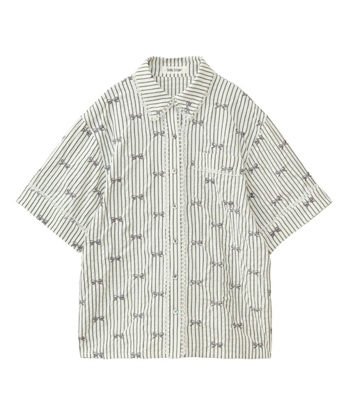 Candy Stripper（キャンディストリッパー）の「RIBBON STRIPE シャツ（シャツ/ブラウス・レディース・オフホワイト/ブルー/チャコール・FREE）」の21枚目の写真