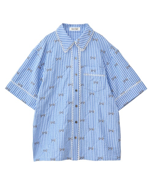Candy Stripper（キャンディストリッパー）の「RIBBON STRIPE シャツ（シャツ/ブラウス・レディース・オフホワイト/ブルー/チャコール・FREE）」の19枚目の写真