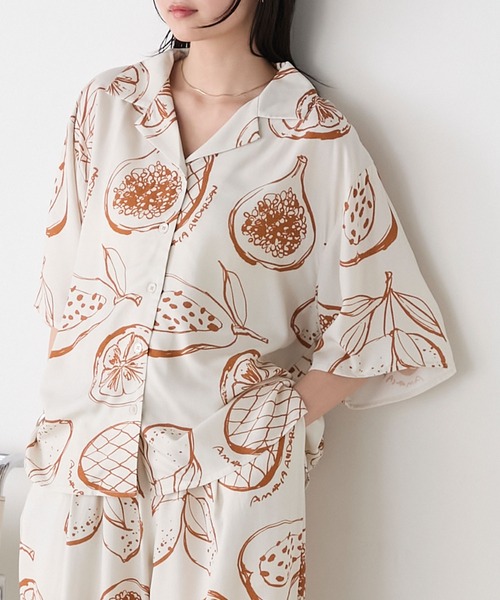 セール】【AMERIA ANDERSON】rayon pattern set-up /フルーツ柄 セール】【AMERIA ANDERSON】rayon pattern set-up /フルーツ柄