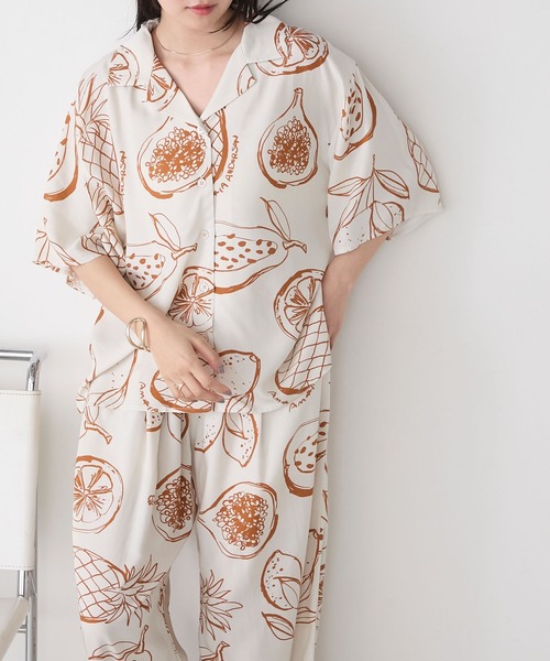 AMERIA ANDERSON】rayon pattern set-up /フルーツ柄 半袖シャツ