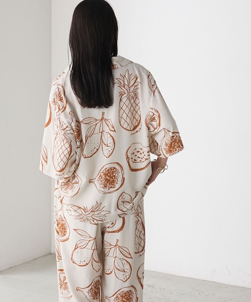 AMERIA ANDERSON】rayon pattern set-up /フルーツ柄 半袖シャツ