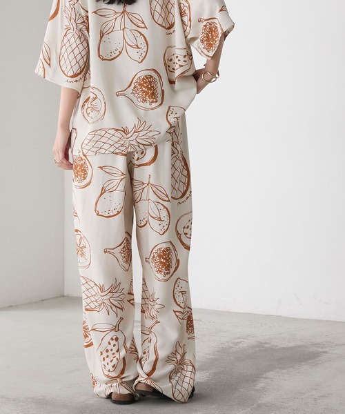 AMERIA ANDERSON(アメリアアンダーソン)の「【AMERIA ANDERSON】rayon pattern set-up /フルーツ柄 半袖シャツ&ロングパンツ セットアップ(ルームウェア/パジャマ・レディース・グリーン/オレンジ・L/M)」の18枚目の写真