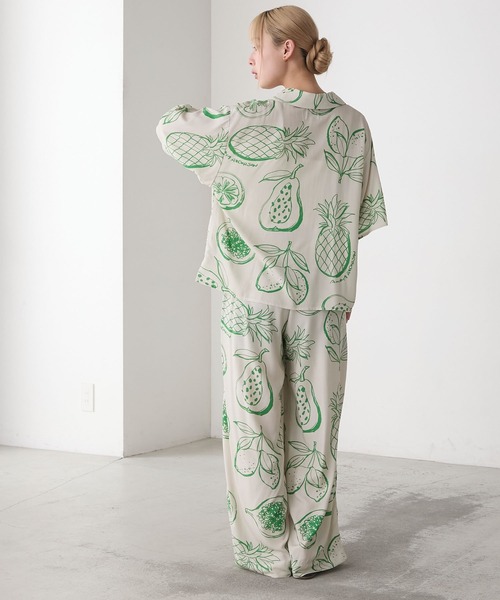 AMERIA ANDERSON】rayon pattern set-up /フルーツ柄 半袖シャツ