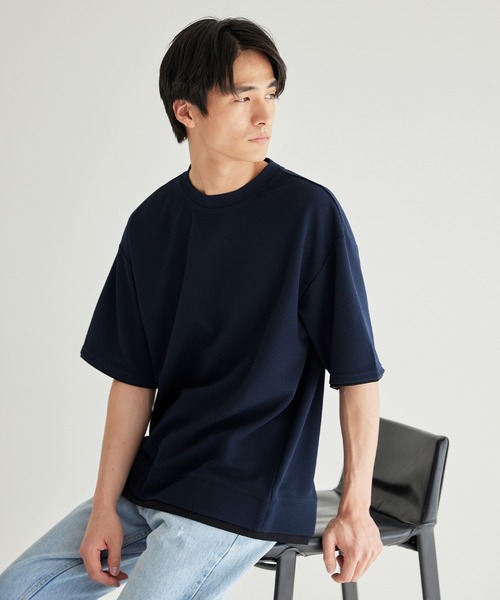 エンボスレイヤード風半袖Tシャツ（Tシャツ/カットソー）｜coca
