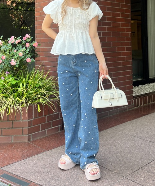 MORE self LOVE（モアセルフラブ）の「パフスリーブシャーリングトップス（Tシャツ/カットソー・レディース・ホワイト/ベージュ・FREE）」の17枚目の写真