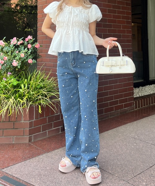 MORE self LOVE（モアセルフラブ）の「パフスリーブシャーリングトップス（Tシャツ/カットソー・レディース・ホワイト/ベージュ・FREE）」の18枚目の写真