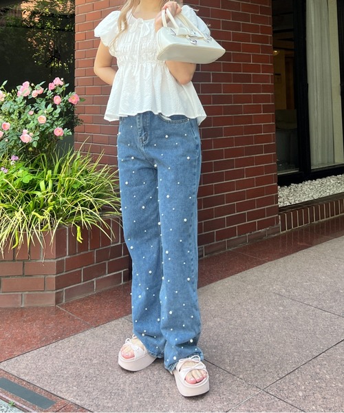 MORE self LOVE（モアセルフラブ）の「パフスリーブシャーリングトップス（Tシャツ/カットソー・レディース・ホワイト/ベージュ・FREE）」の19枚目の写真
