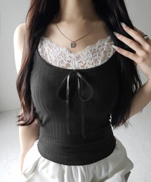 me+em select(~[ZNg)́y Rcolor ^ Jbvt ztg{[XhbLOL~\[ ^front ribbon lace docking camisole(L~\[)