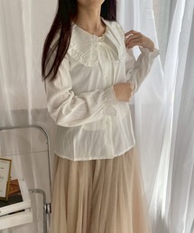 merrylatte | 襟付きフロントリボンブラウス(シャツ/ブラウス)