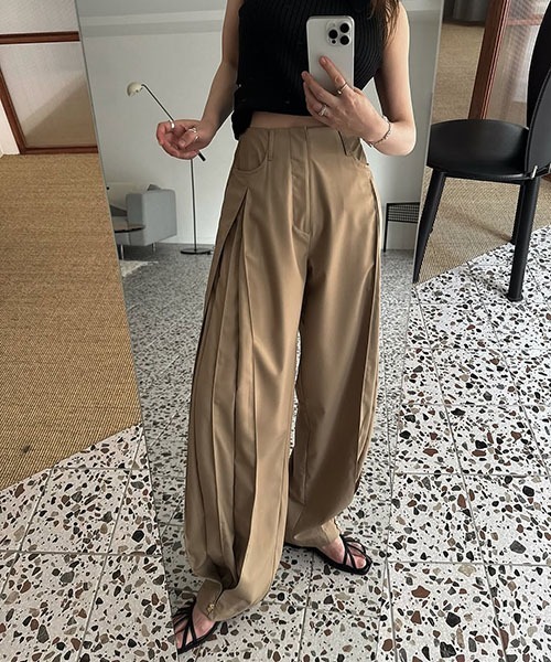 WILLFULLY（ウィルフリー）の「deep tuck design thick PT（その他パンツ・レディース・タン/モカ/ブラック・S/M）」の7枚目の写真