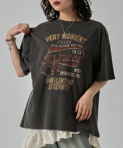 apres jour mignon(アプレジュールミニョン)の「ユニセックスピグメントヴィンテージTシャツ【ZOZOTOWN限定アイテム】(Tシャツ/カットソー・レディース・ホワイト系その他/オフホワイト/チャコールグレー/その他/ブラウン系その他/グレー系その他/ブラック系その他・フリー/SMALL/X-LARGE)」の4枚目の写真
