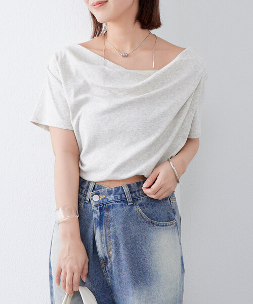 【mystic】 オフショルTシャツ セール】【全骨格対応◎/6色展開】オフショルTシャツ（Tシャツ