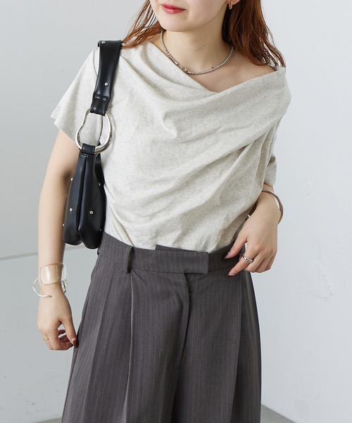 mystic(ミスティック)の「【全骨格対応◎/6色展開】オフショルTシャツ(Tシャツ/カットソー・レディース・オフホワイト/グレー/ベージュ/ブラック/ピンク/グリーン/ブラウン・2/FREE)」の17枚目の写真