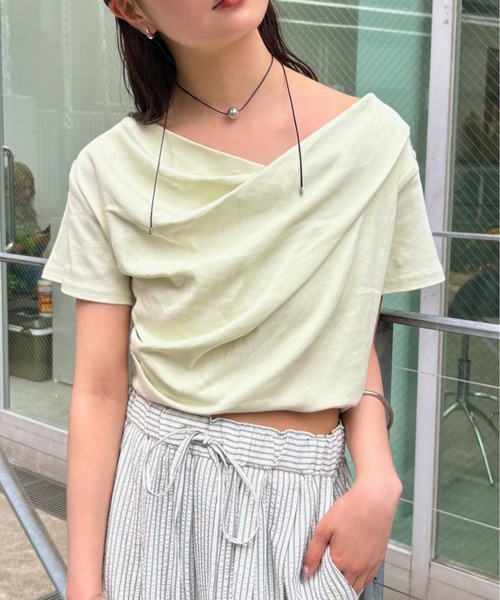 mystic(ミスティック)の「【全骨格対応◎/6色展開】オフショルTシャツ(Tシャツ/カットソー・レディース・オフホワイト/グレー/ベージュ/ブラック/ピンク/グリーン/ブラウン・2/FREE)」の19枚目の写真