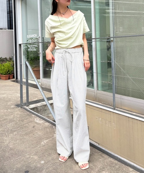 mystic(ミスティック)の「【全骨格対応◎/6色展開】オフショルTシャツ(Tシャツ/カットソー・レディース・オフホワイト/グレー/ベージュ/ブラック/ピンク/グリーン/ブラウン・2/FREE)」の18枚目の写真