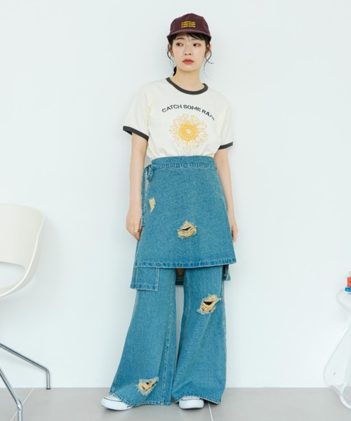 eLur(エラー)の「サンフラワーリンガーT(Tシャツ/カットソー・レディース・オレンジ/アイボリー・FREE)」の15枚目の写真